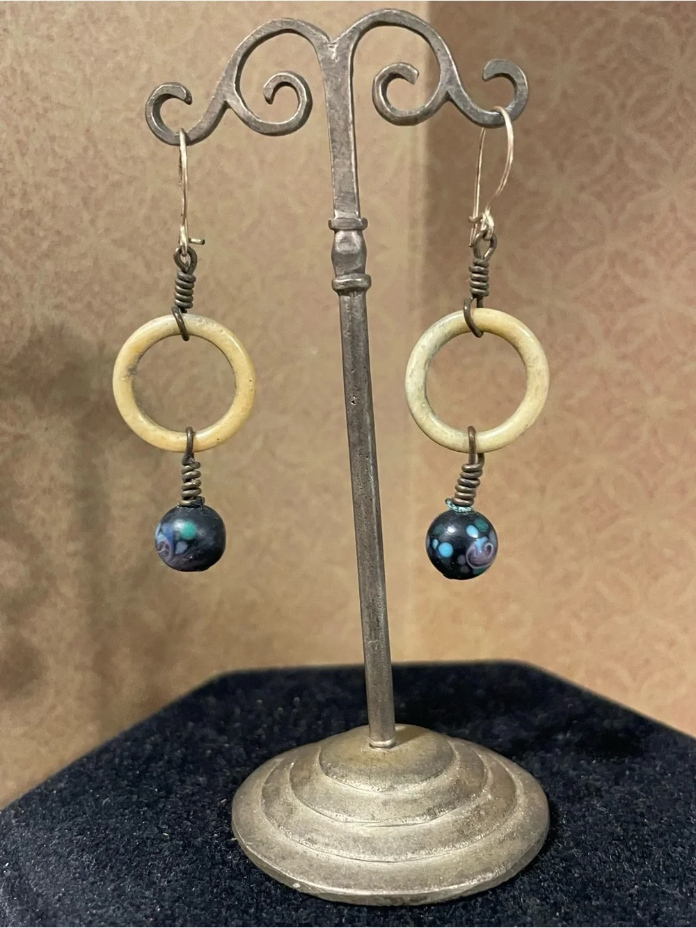 Vintage Clay, Lucite and 14KT Gold Earrings